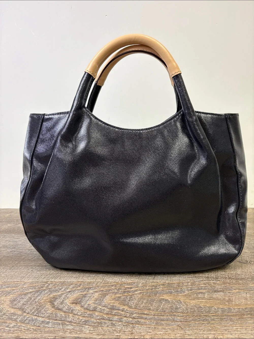 Kate Spade New York Fulton Street Satchel Black & Tan Leather Handle Tote